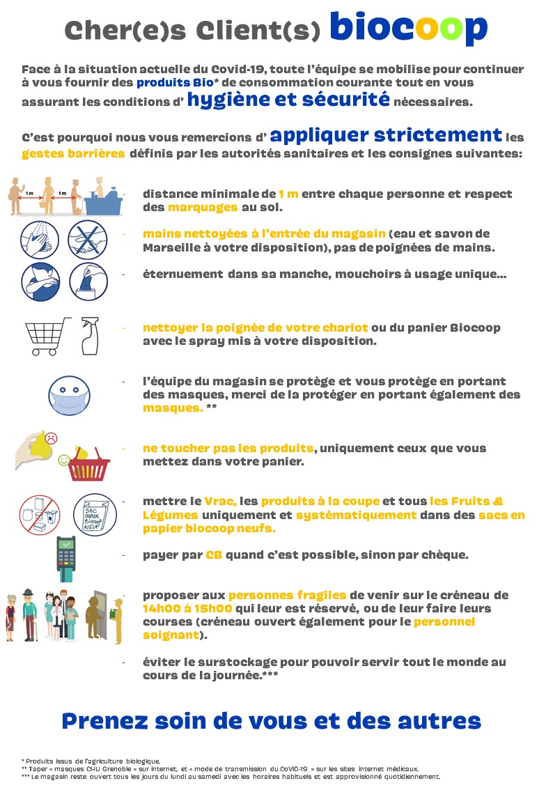 Mesures de sécurité et d'hygiène - COVID-19