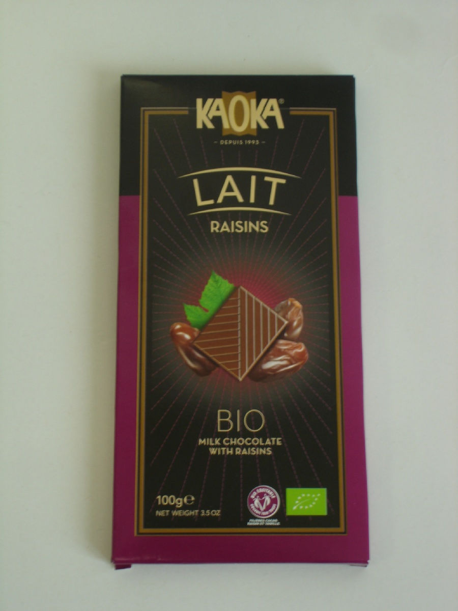 Chocolat lait raisins 36% 100g