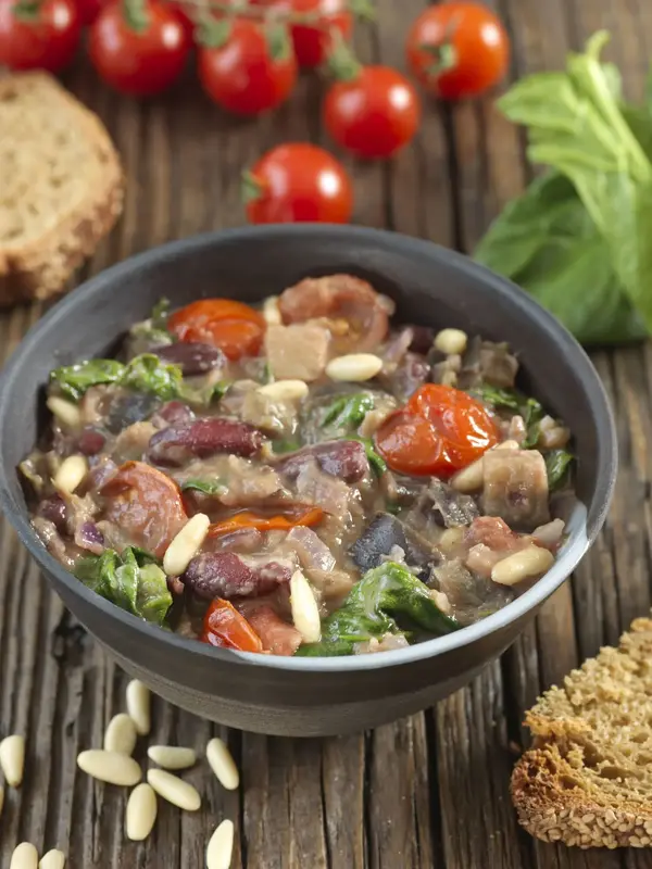 Haricots rouges à la crème d'aubergine